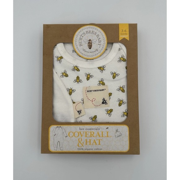 Burt's Bees Other - Burt's Bees Baby 100% Organic Cotton Coverall & Hat Outfit Soft 3-6 Months